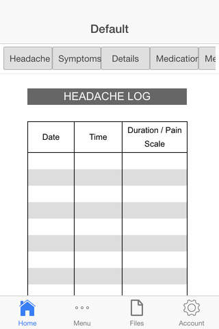 Headache Log - náhled