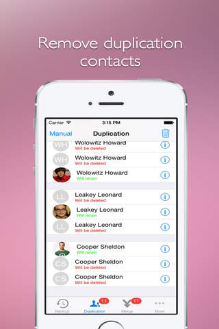 Remove duplicate contacts  -- Support backup and m - náhled