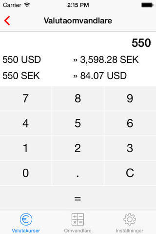 Exchange rates SEK - náhled
