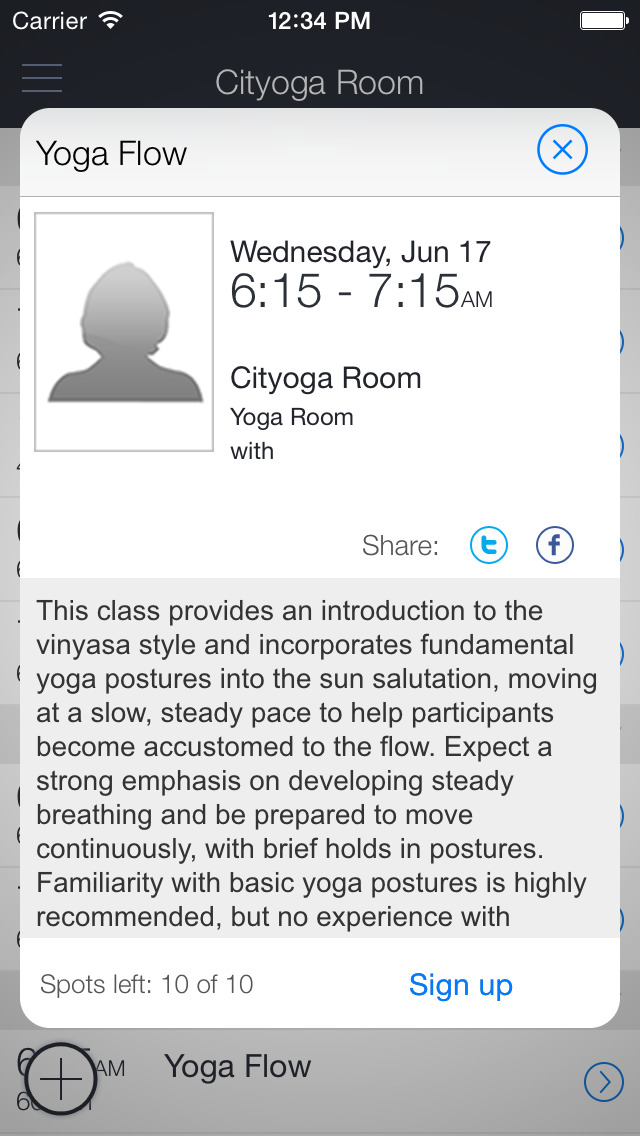 Cityoga Room mobile app screenshot 2