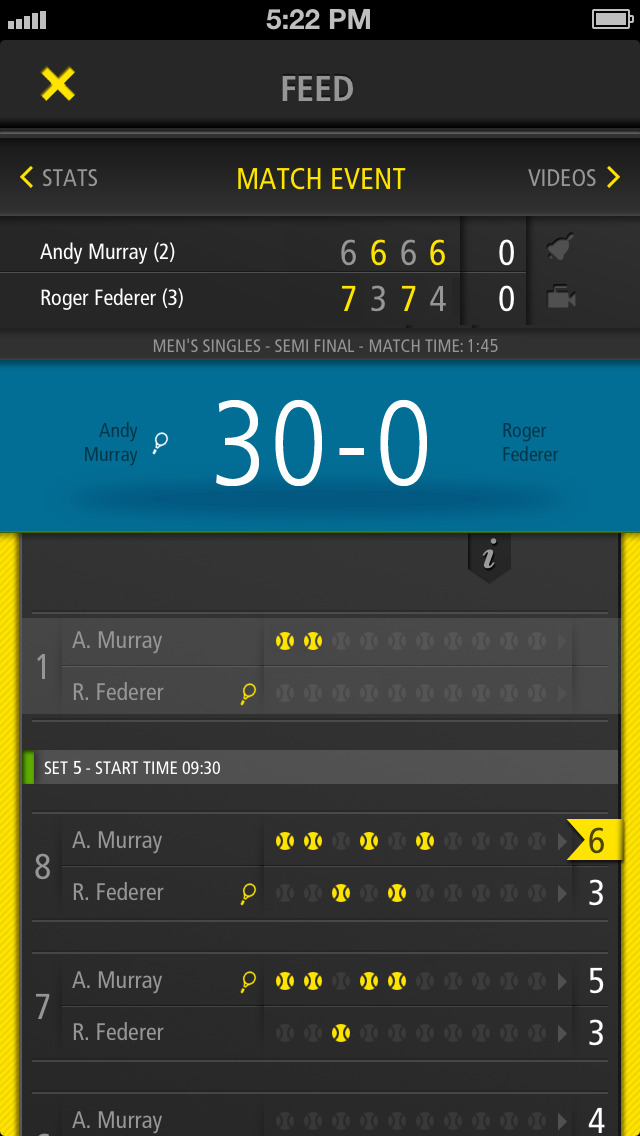 live tennis scores today
