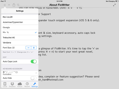 FioWriter - Productive text editor for iPhone & iPad with command keys and cloud sync screenshot 10