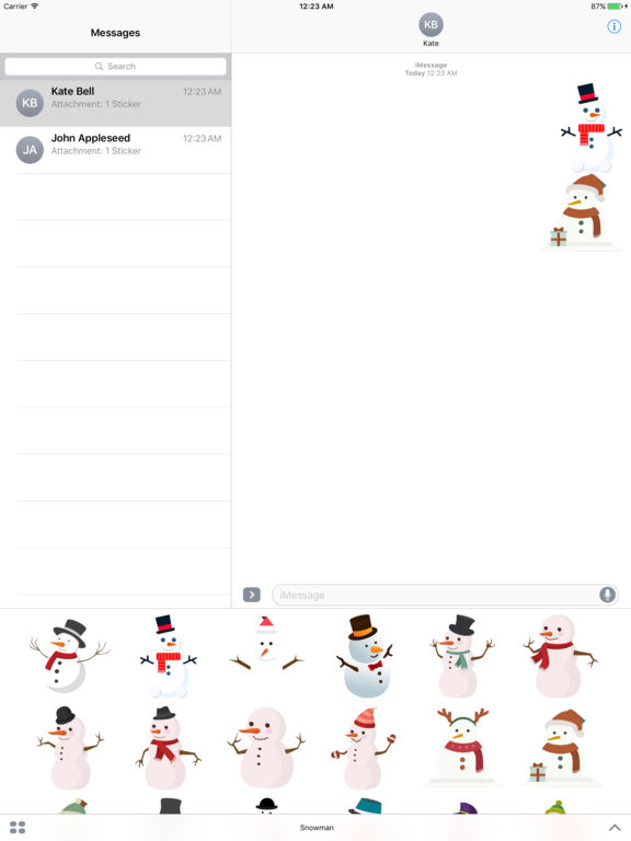 Snowman Merry Christmas stickers for iMessage screenshot 4